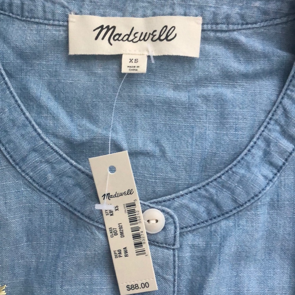 Madewell Floral Embroidered Denim Ruffle Top - Picture 5 of 8